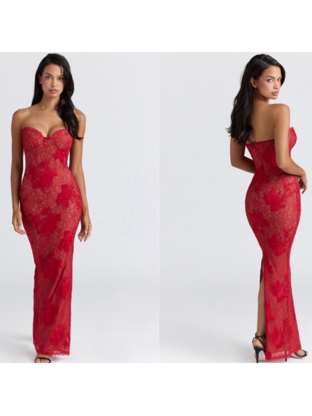 NWT! House of CB Lucienne Red Lace Embroidered Maxi Dress - Picture 8 of 10